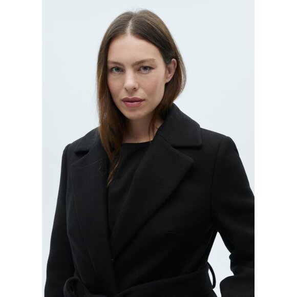 NEW MANGO Manteco wool coat detachable fur collar BLACK SIZE XXS /100%AUTHENTIC - Picture 9 of 13